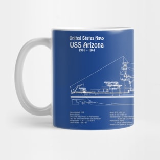 USS Arizona Battleship bb-39. World War II. Sunk on Pearl Harbor - AD Mug